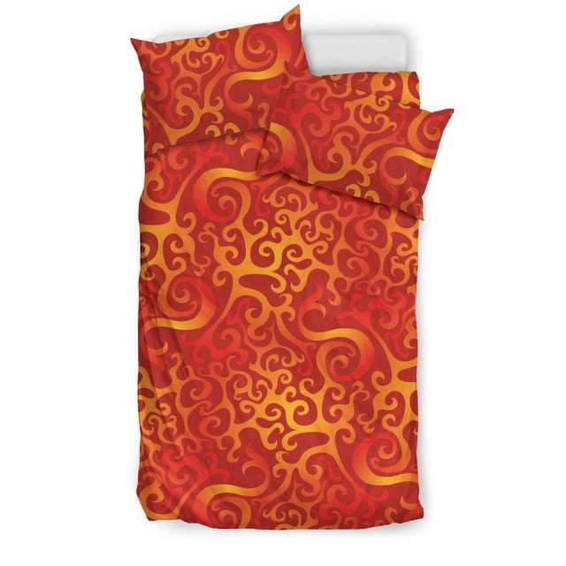 Juego de cama con estampado de llamas de fuego