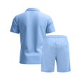 thumbnail image 5 of Awdenio Mens Summer Beach 2 Piece Outfits Casual Vacation Cotton Linen Matching Set Short Sleeve Shirt and Shorts, 5 of 6