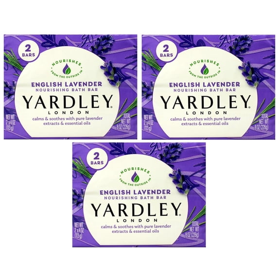 Yardley Moisturizing Bath Bar Soap w/ Pure Lavender Extracts, 2ct, 3-Pack