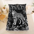 thumbnail image 5 of Manfei Black Rose Floral Queen Sheets,Gray Wolf Pattern Queen Sheet Sets,4-Piece,1 Flat Sheet, 1 Fitted Sheet and 2 Pillowcases, 5 of 6