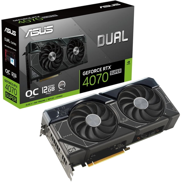 Tarjeta de Video ASUS Dual GeForce RTX 4070 SUPER OC Edition 12GB GDDR6X negro