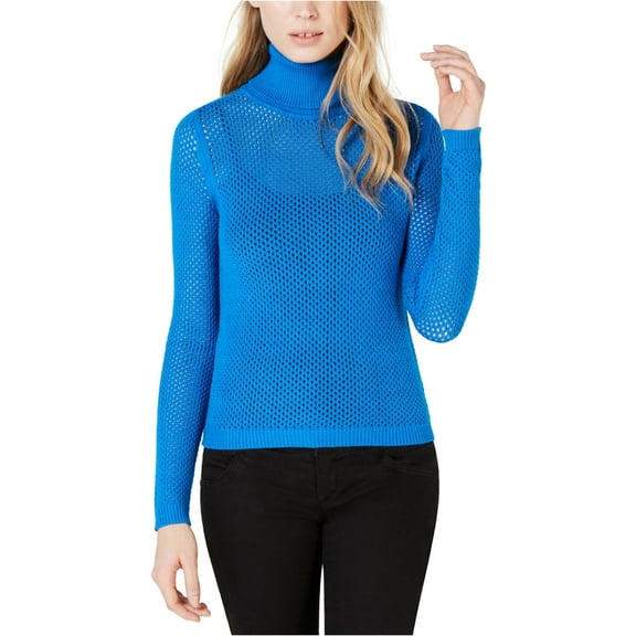 bar III Womens Perforated Pullover Sweater, Blue, X-Small