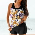 thumbnail image 2 of Amzcrzy Tankini Bathing Suits for Women Hawaii Floral Print Tummy Control Two Piece Swimsuits Blouson Retro Flower Leaf Swim Tank Top with Boy Shorts, 2 of 6