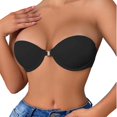 thumbnail image 3 of EliteGoogv Front Closure Bras For Women Lace Bras For Women Padded Semi Cup Push Up Wireless Womens Bras Everyday Bras For Women Black 32, 3 of 8