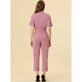 thumbnail image 4 of DARING DIVA Women's Button Up Tie Waist Jumpsuit with Pockets S Pink, 4 of 6