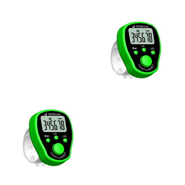 Methold Contador de punta de dedo de de marcador de puntada mini con luz LED Pantalla digital electrónica LCD Tiempo de conteo para Verde 4.5*3.5*1.2 cm 2piezas
