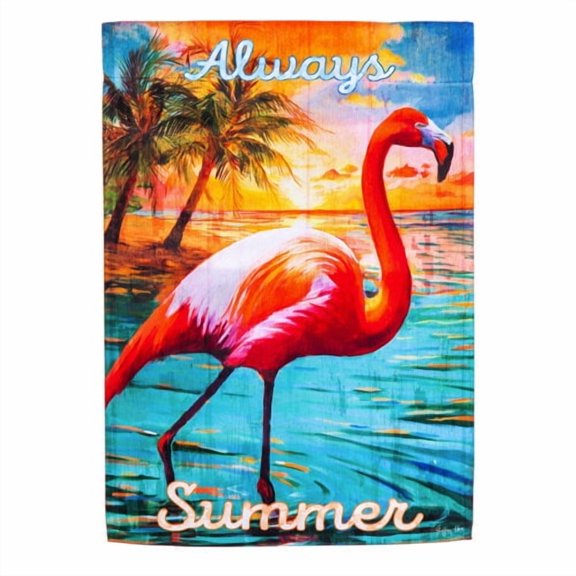 Evergreen Enterprises, Inc Always Summertime Flamingo Suede Garden Flag