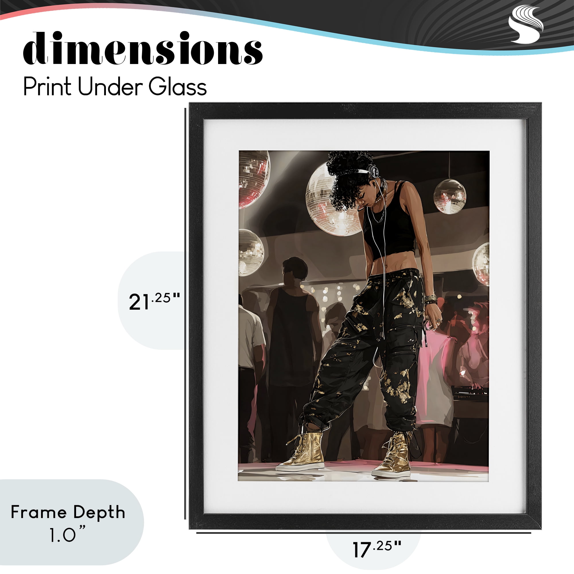Stupell Industries Silent Disco Lone Dancer Black Framed Print Under Glass, design by Franklyn Gregory