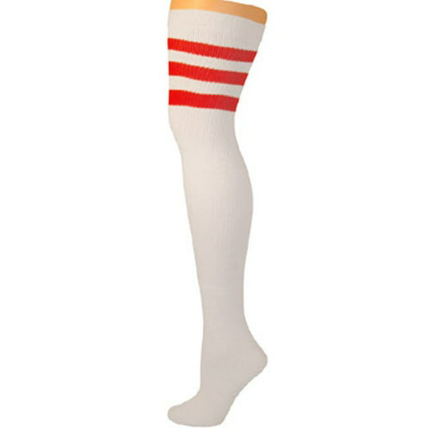 defile Blandet Gamle tider Retro Tube Socks - White w/ Red (Thigh High) - Walmart.com