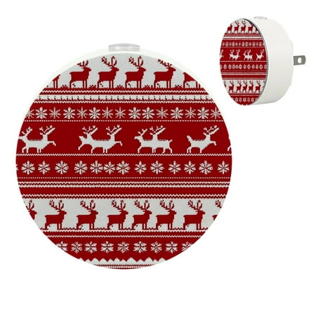 

LED Night Light Lamp with Smart Sensor Dusk to Dawn Sensor 2-Pack for Bedroom Bathroom Hallway White 0.5W Plug-in Christmas Elk Snowflakes White Red Vintage