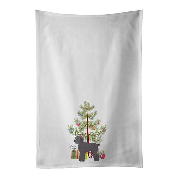 Carolines Treasures CK3865WTKT 28 x 19 in. Unisex Grey Schnoodle Christmas Tree White Dish Towels Kitchen Towel - Set of 2