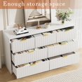 thumbnail image 3 of FURNIWAY White 7 Drawer Dresser, Fluted Wood Clothes Storage Organizer & Cabinet for Bedroom, Modern Chest with Gold Metal Handles, Wide Dresser for Bedroom,Living Room,Hallway, 3 of 9