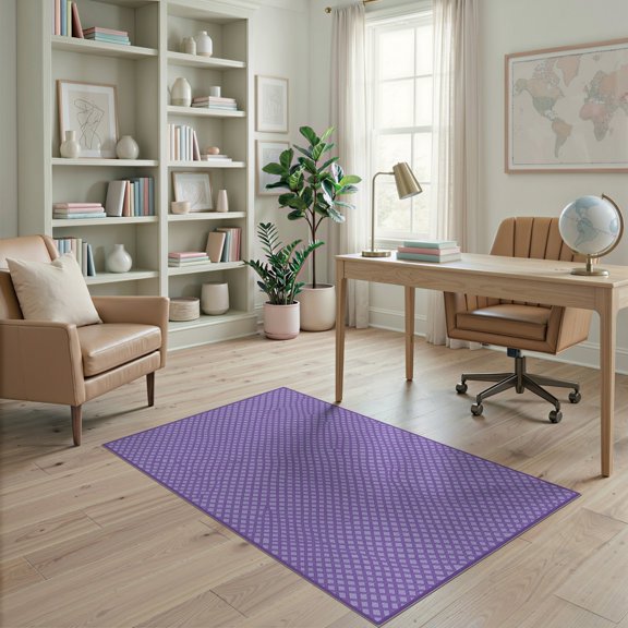 ODIKA Purple Interlocking Lattice Tonal Border Inspired Solid Minimalist for Dorm Room, Small Living Apartment, Stain Resistant Low Profile