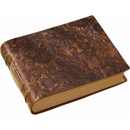Embossed Sketchbook Handcrafted Crazy Horse Leather Cover Journal Writing Notebook Drawing Journal Diary for Men & Women Travelers Artists 400 Pages Brown 5.5 x 7.5 in