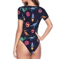 thumbnail image 4 of Daiia Space Dinosaur print Women's Crew Neck Short Sleeve Bodysuit Fashion Tops Fit Casual Basic Extender Bodysuit-XX-Large, 4 of 9