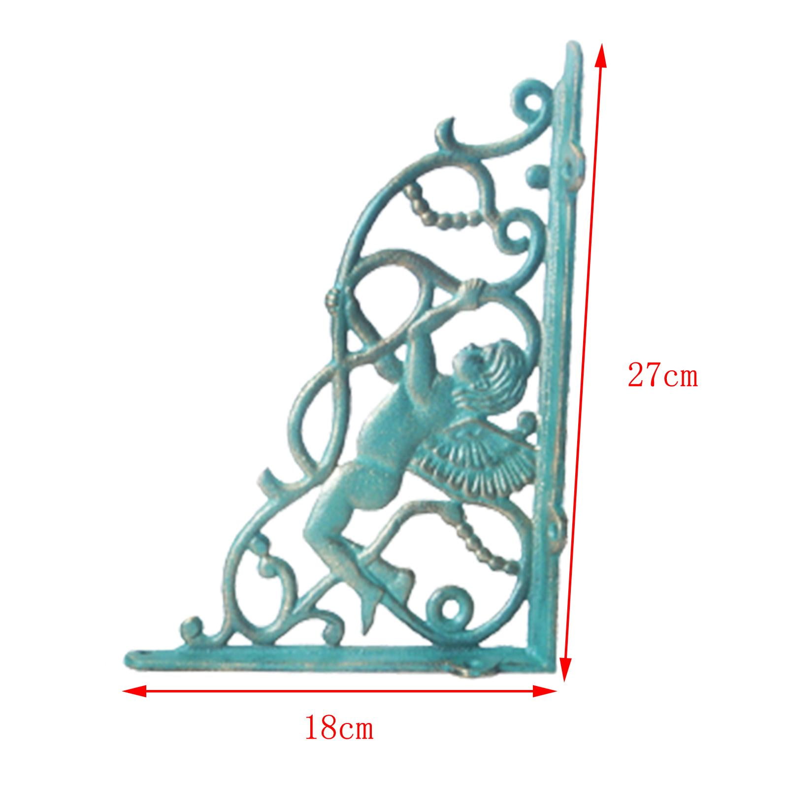 2x Vintage Style Rustic Metal Wall Mounted Triangle Shelf Brackets Decorative