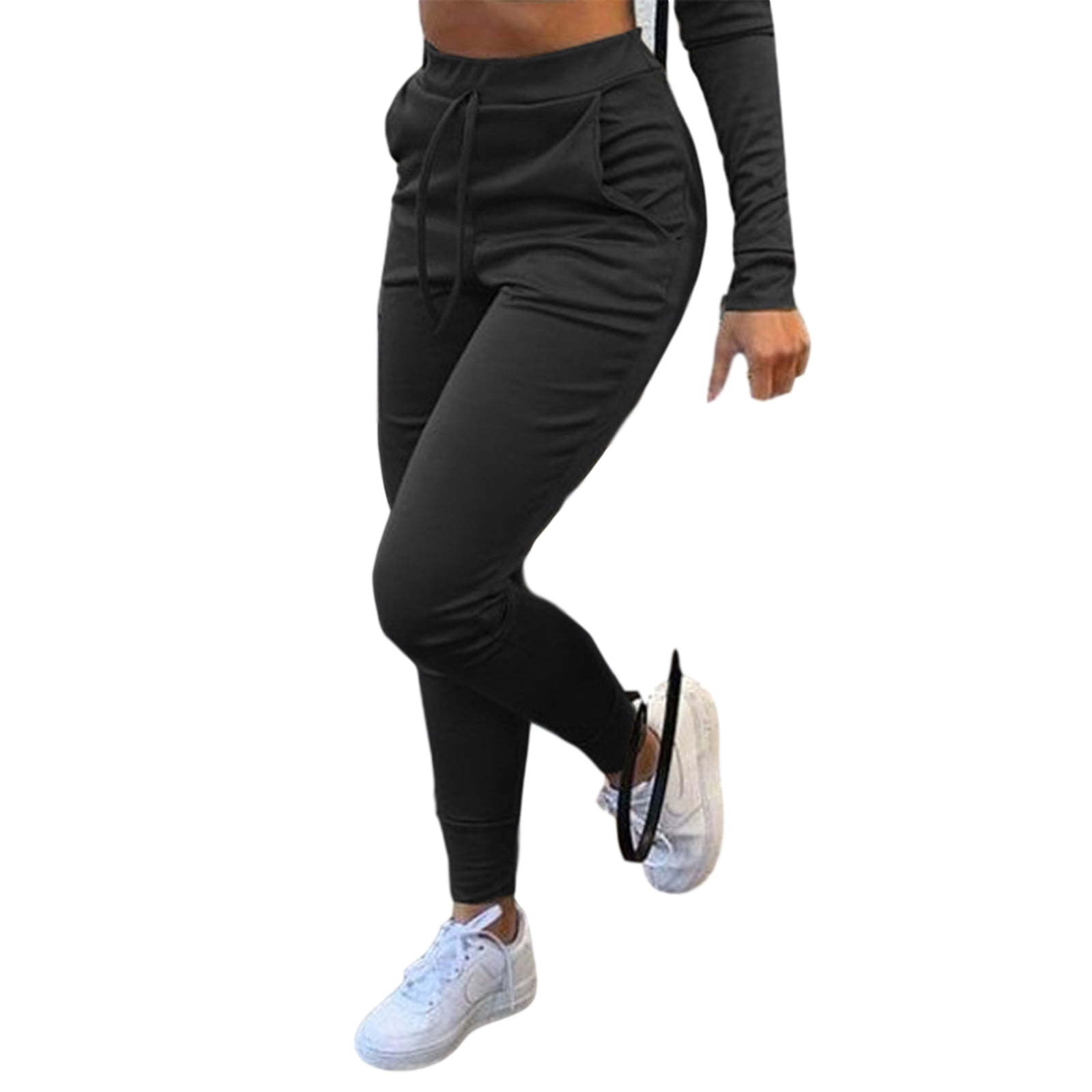Pantalons de Survetement Decontractes de Couleur Unie a la Taille Elastique a la Cheville Pantalon Serre Walmart