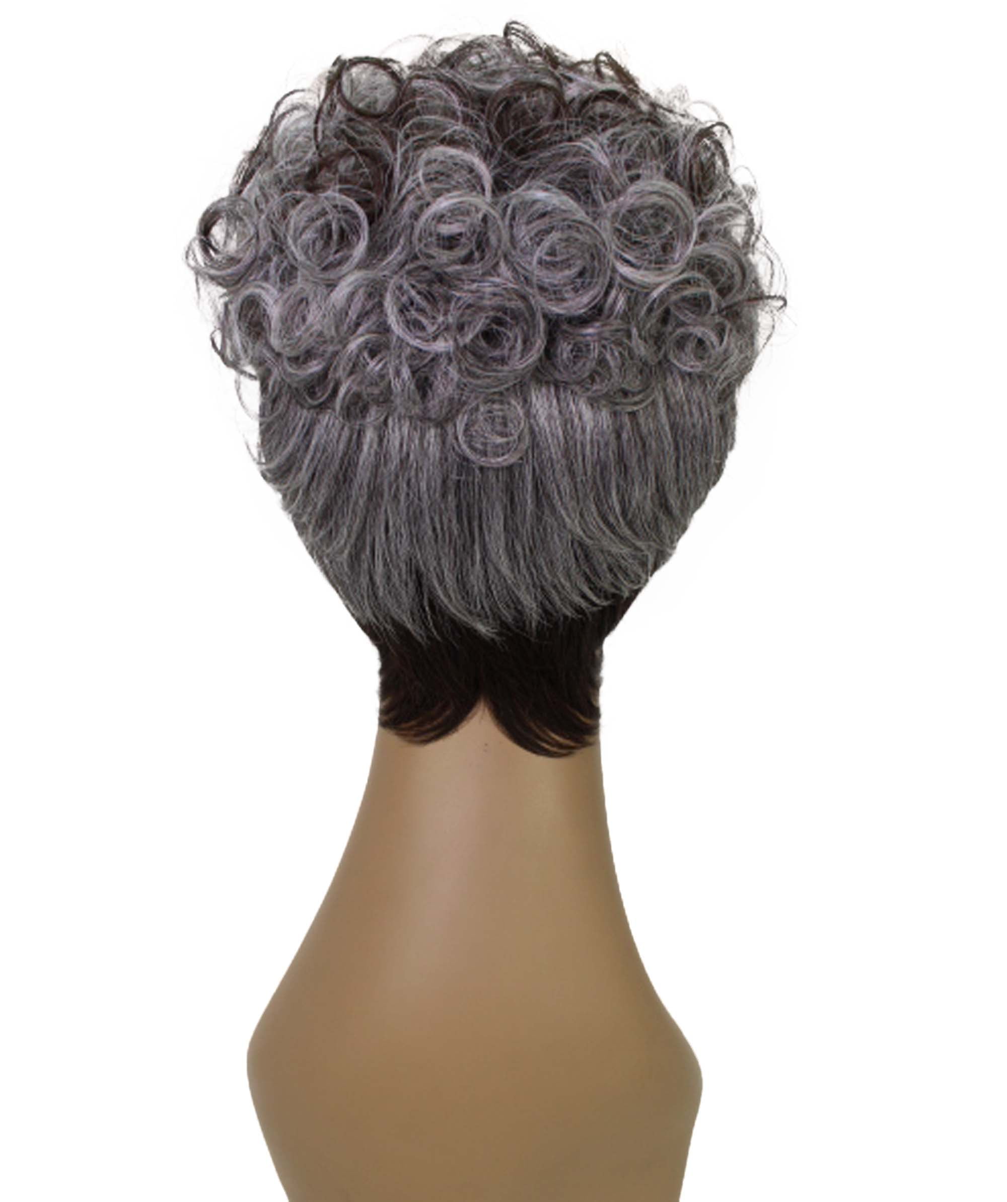 LUXLUXE Sydney Curly Layer 10 in Long Full Wig Full Cap Wig, Heat Resistant Fibers, Charcoal Mixed Gray