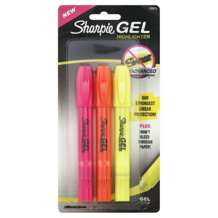 Sharpie Gel Highlighter, Assorted Colors, Bullet, 3 per Set