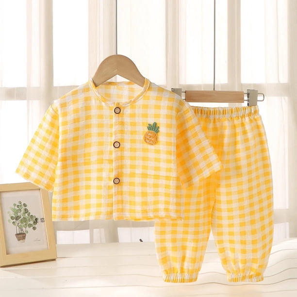 Conjunto de ropa de dormir de algodón de nube para niños, ropa de hogar con estampado de dibujos animados para niños y niñas, traje de dos piezas, cárdigan para primavera, otoño y verano