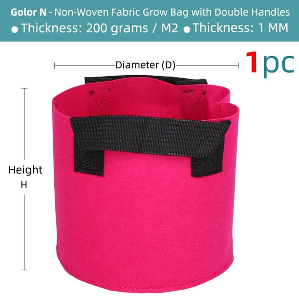 RBCFHl 1-20Gallon 15 Colors Garden Grow Bag w/ Handles Indoor Outdoor Fabric Aeration Plant Pot Container Flower Vegetable Pouch17Gallon (D50xH40cm) He Qiyong unisex