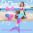 thumbnail image 4 of Conjunto de bikini de traje de baño para niñas de 3 piezas con trajes de baño de sirvienta de mar con cola de pez (200), 4 of 10