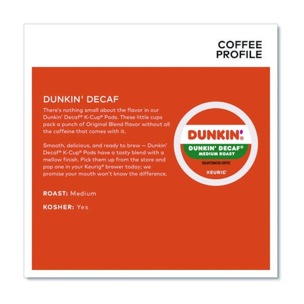 Dunkin' Donuts Decaf Keurig® Single-Serve K-Cup® Pods, Medium Roast, Box of 44 K-Cup® Pods