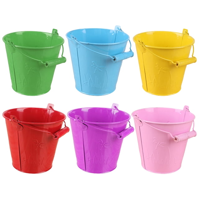 MasteelfCA 6pcs Interesting Mini Bucket Toy Child Sand Buckets Tinplate Beach Bucket