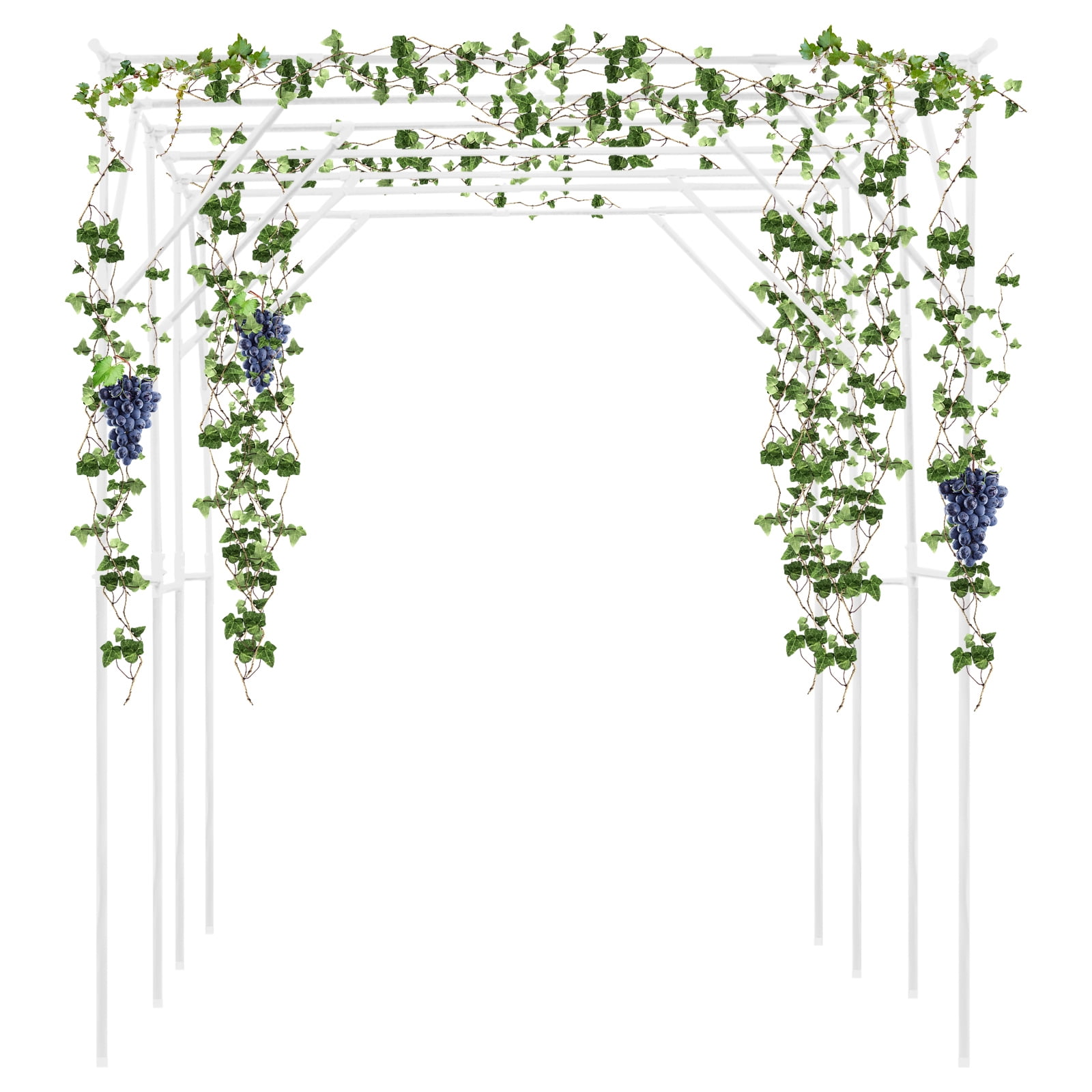 10ft Tall White Garden Trellis - Heavy Duty PE-Coated Steel Plant Support for Climbing Vegetables & Fruits (Tomatoes/Cucumbers/Grapes)