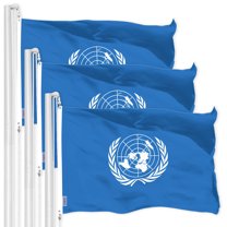 G128 3 Pack: United Nations Flag | 3x5 Ft | LiteWeave Pro Series Printed 150D Polyester | Indoor/Outdoor, Vibrant Colors, Brass Grommets, Thicker and More Durable Than 100D 75D Polyester