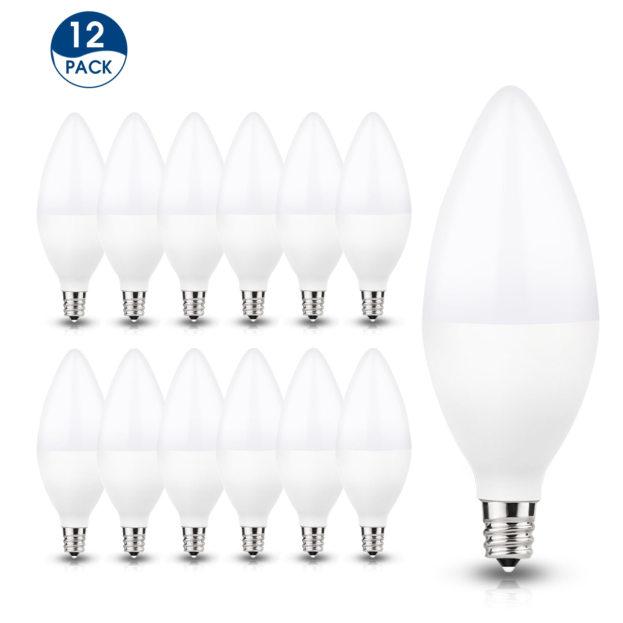 12X E12 LED Candelabra Base Bulb 60W Equivalent Dimmable 4W 4000K Daylight White 