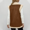 thumbnail image 4 of Hvyesh Sherpa Vest Womens Winter Faux Fur Suede Leather Vest Jacket Lapel Collar Sleeveless Jackets Trendy Coat, 4 of 8