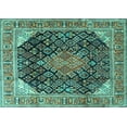 thumbnail image 1 of Ahgly Company Machine Washable Indoor Rectangle Medallion Turquoise Blue Traditional Area Rugs, 8' x 12', 1 of 4
