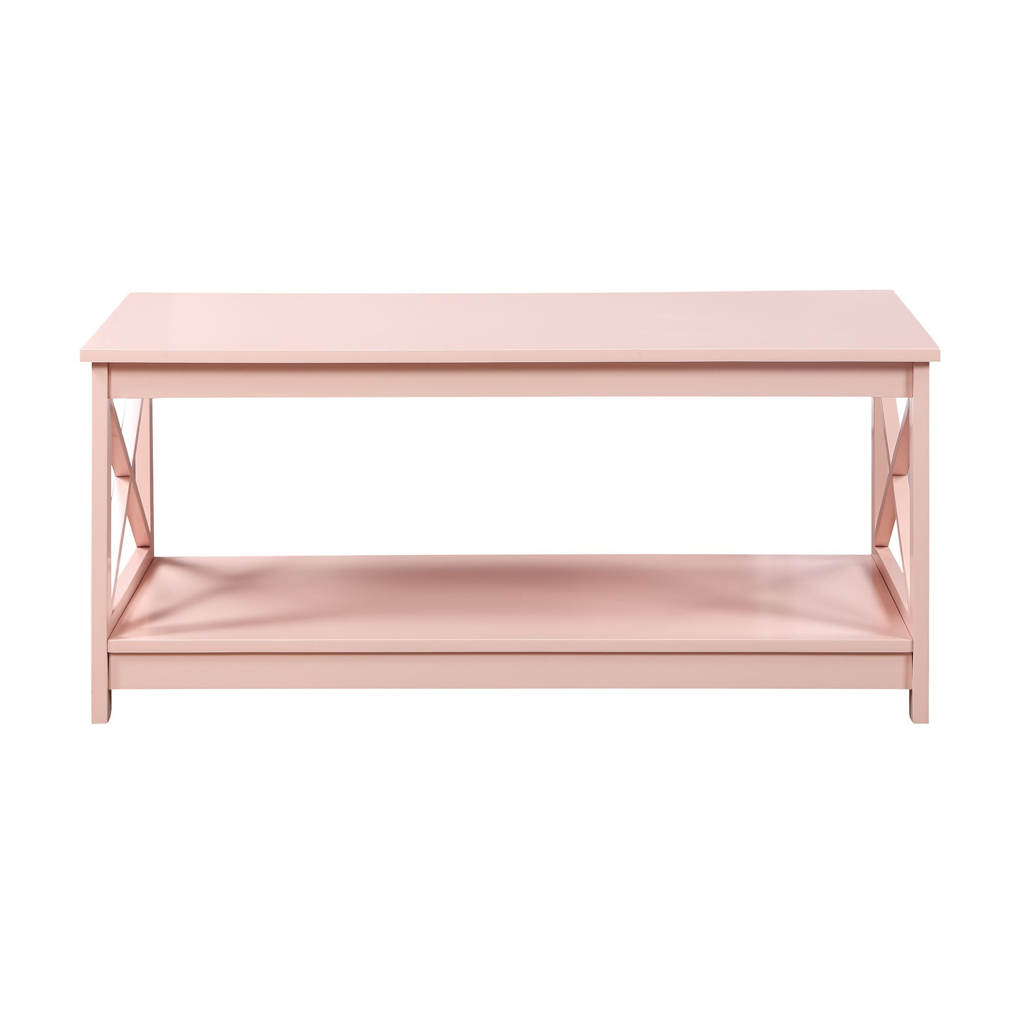 Convenience Concepts Oxford Coffee Table with Shelf, Blush Pink