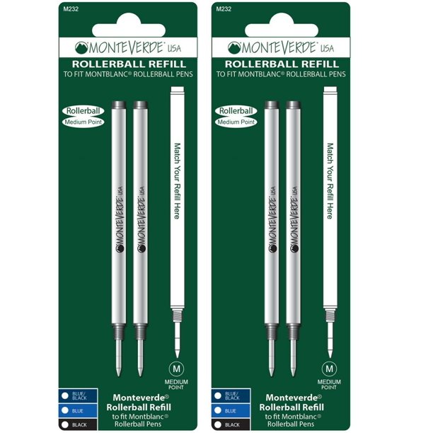 2 Packs Montblanc Rollerball Pen Refills by Monteverde, Sealed Packs