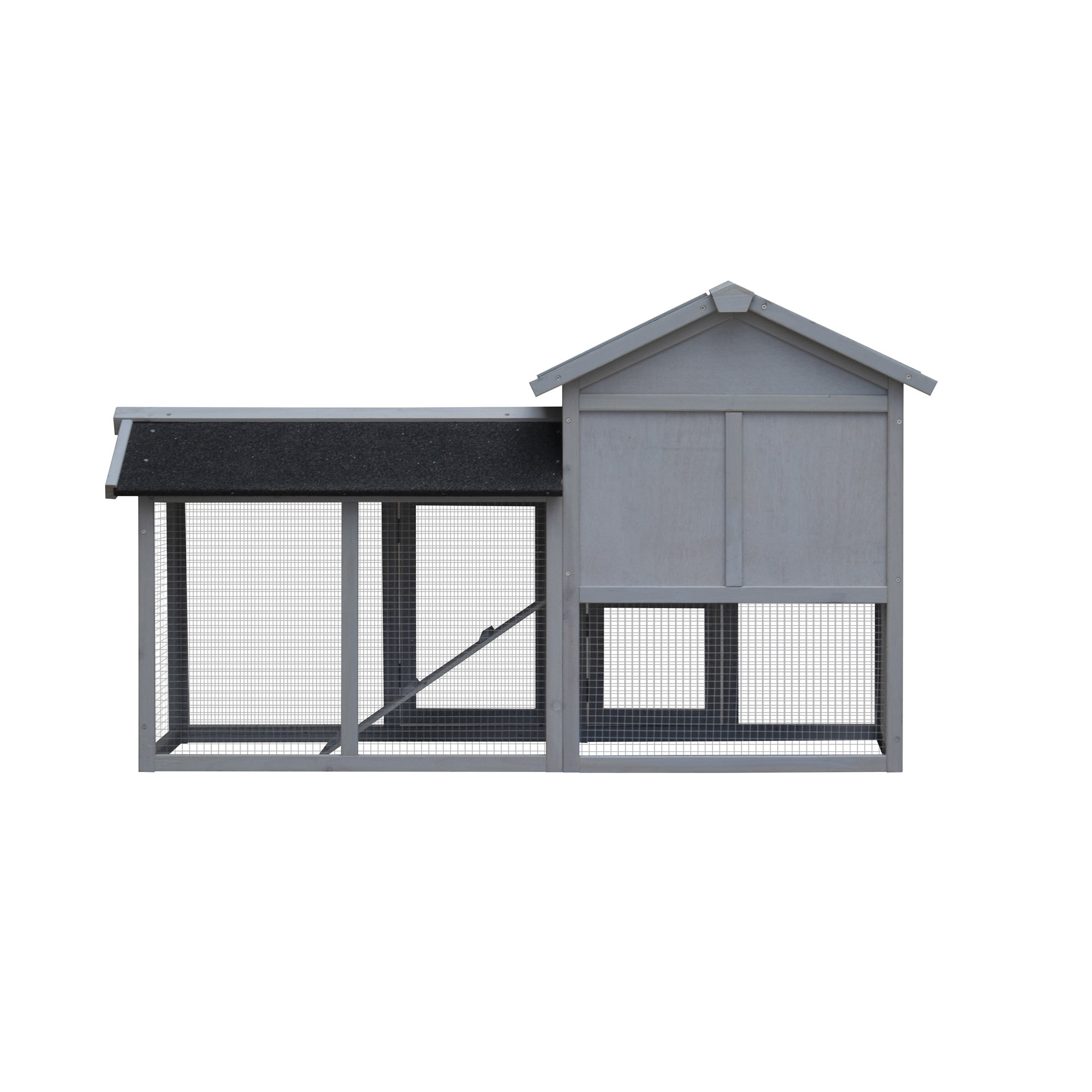 Pefilos 58" Wood Rabbit Cage Bunny Hutch with Run, Outdoor Pet House for Small Animals, Gray Pefilos 58" Wood Rabbit Cage Bunny Hutch with Run, Outdoor Pet House for Small Animals, Gray