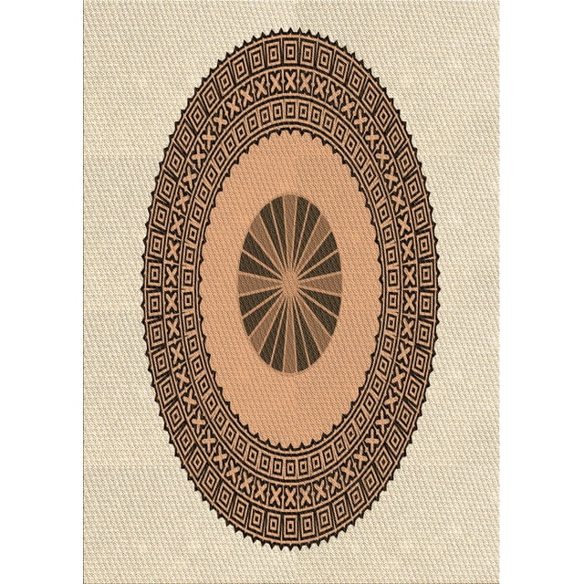 Ahgly Company Indoor Rectangle Patterned Khaki Gold Area Rugs, 2' x 5'