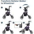 thumbnail image 3 of Elenker 2 in 1 Rollator Walker & Transport Chair, Folding Wheelchair Rolling Mobility Walking Aid for Adult, Seniors, Purple, 3 of 7