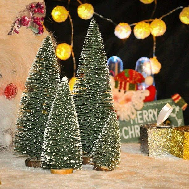 Artificial Mini Christmas Pine Trees, Bottle Brush Trees, Miniature Ornaments for Crafts, Christmas Party Home Decoration - 10 Pcs