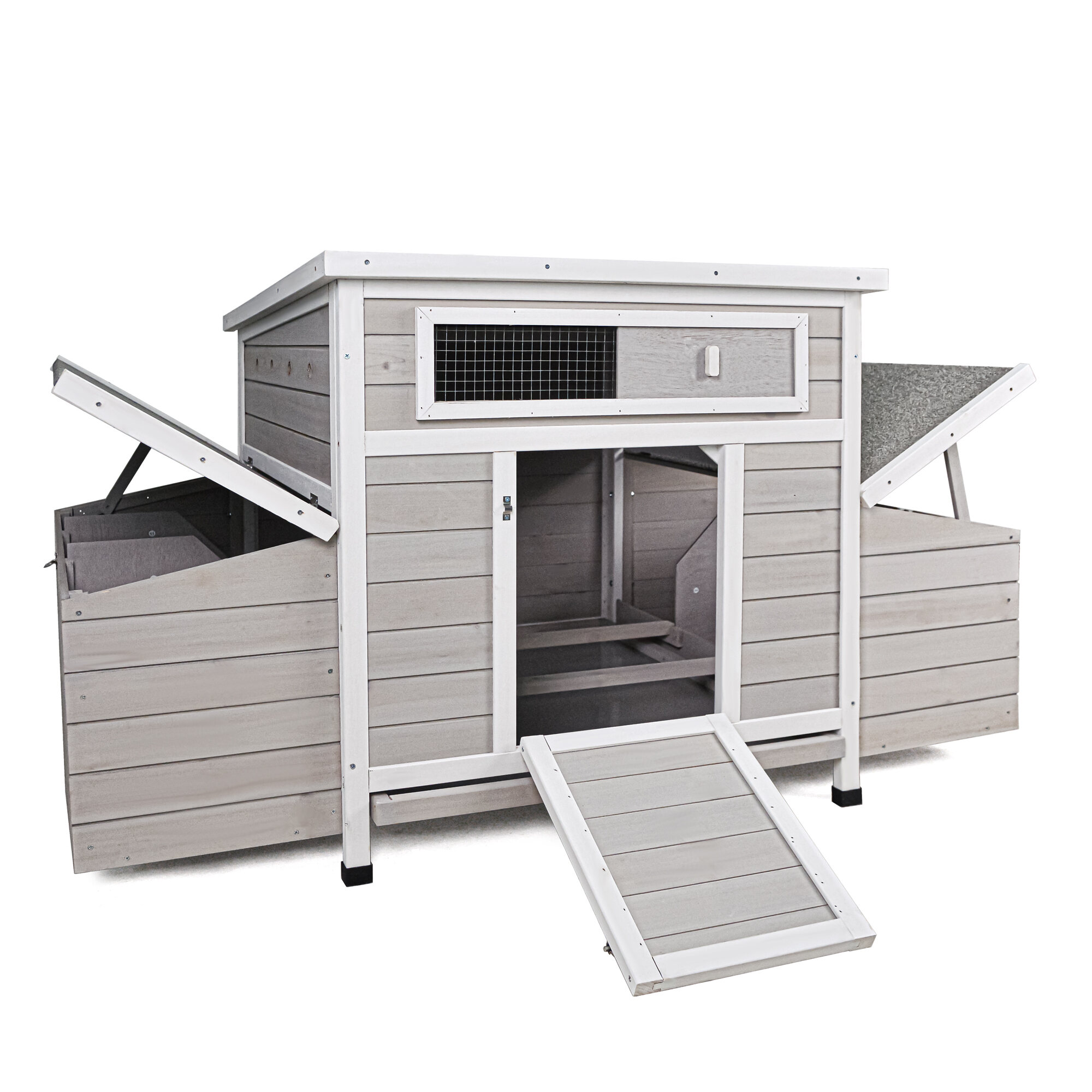 Pet Pens & Hutches Large Wooden Chicken Coop Outdoor Hen House Poultry Cage for Outdoor with 2 Sides Nesting Boxes,Dog Pens