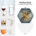 thumbnail image 6 of Disketp Vintage Compass Funny Coasters,4 Pcs Leather Coasters with Holder, Perfect Housewarming Hostess Gifts,Protect Furniture from Water Marks Scratch and Damage-Hexagon, 6 of 6