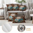 thumbnail image 6 of Outdoor Pillow Covers Country Coffee Sugar Blue Cup Waterproof Pillow Cases 24x24 Set of 2, Farmhouse Graffiti Art Brown Back Throw Pillow Cover Pillowcase for Patio Balcony Couch Garden, 6 of 9