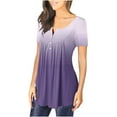 thumbnail image 5 of GaThRRgYP Womens Tops Short Sleeve Blouse,Plus Size Topsunder 10.00,Womens Summer Casual V- Neck Hide Belly Short Sleeve T- Tunic Blouses Purple XL, 5 of 6