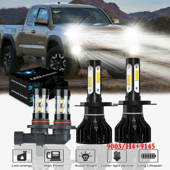 Fit for Toyota Tacoma 2005-2011 LED Headlight Bulbs,9003/H4 High beam and Low Beam and 9145 Fog light Bulbs,Pack of 4