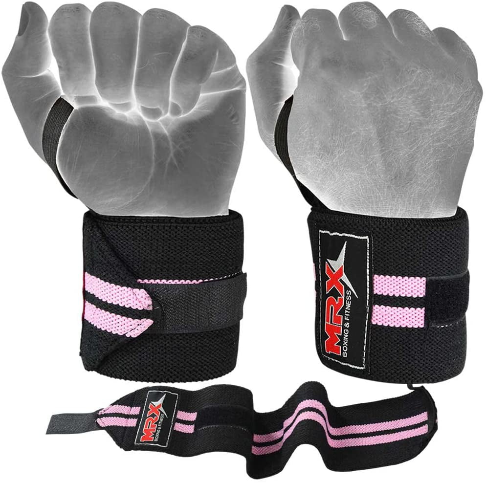 WEIGHTLIFTING TRAINING FITNESS WRIST SUPPORT COTTON WRAPS BANDAGE STRAP PINK 18" 