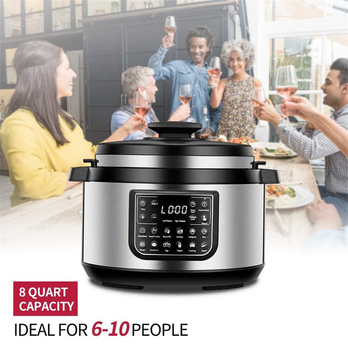 Kepooman 8 Quart Electric Pressure Cooker, Stainless Steel Multi-Function Rice Cooker, Black Kepooman 8 Quart Electric Pressure Cooker, Stainless Steel Multi-Function Rice Cooker, Black