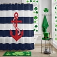 thumbnail image 5 of Red Coastal Nautical Anchor Shower Curtain Set with Hooks, White Navy Blue Striped Waterproof Fabric Bathroom Curtains Decor Home Accessories,72X 96 Inch Extra Long, 5 of 9