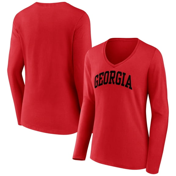 Women's Red Georgia Bulldogs Arch Long Sleeve V-Neck T-Shirt