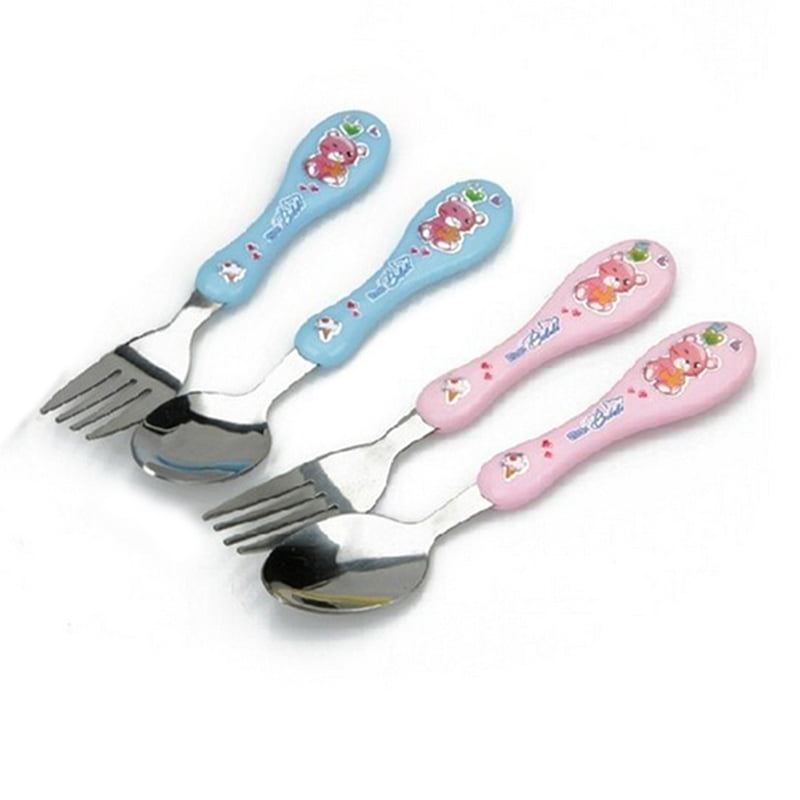 Kids Children Stainless Steel Cartoon Fork Spoon Set Tableware Bread Spoon Forks 