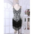thumbnail image 3 of Zaldita Womens Sequins Tassel Flapper Ballroom Dress Asymmetric Fringe Tango Latin Dance Dress Silver One_Size, 3 of 7